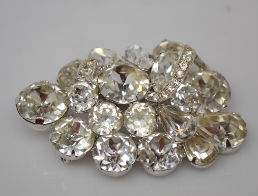 Eisenberg Circa 1950s Vintage "Headlight" Rhinestone Jewelry Set With Original Box