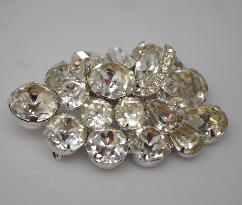 Eisenberg Circa 1950s Vintage "Headlight" Rhinestone Jewelry Set With Original Box