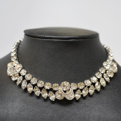 Eisenberg Circa 1950s Vintage "Headlight" Rhinestone Jewelry Set With Original Box
