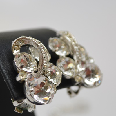 Eisenberg Circa 1950s Vintage "Headlight" Rhinestone Jewelry Set With Original Box