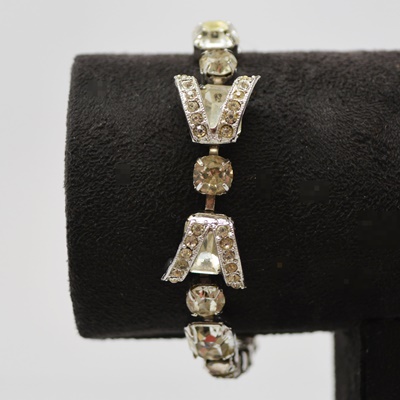 Eisenberg Circa 1950s Vintage "Headlight" Rhinestone Jewelry Set With Original Box