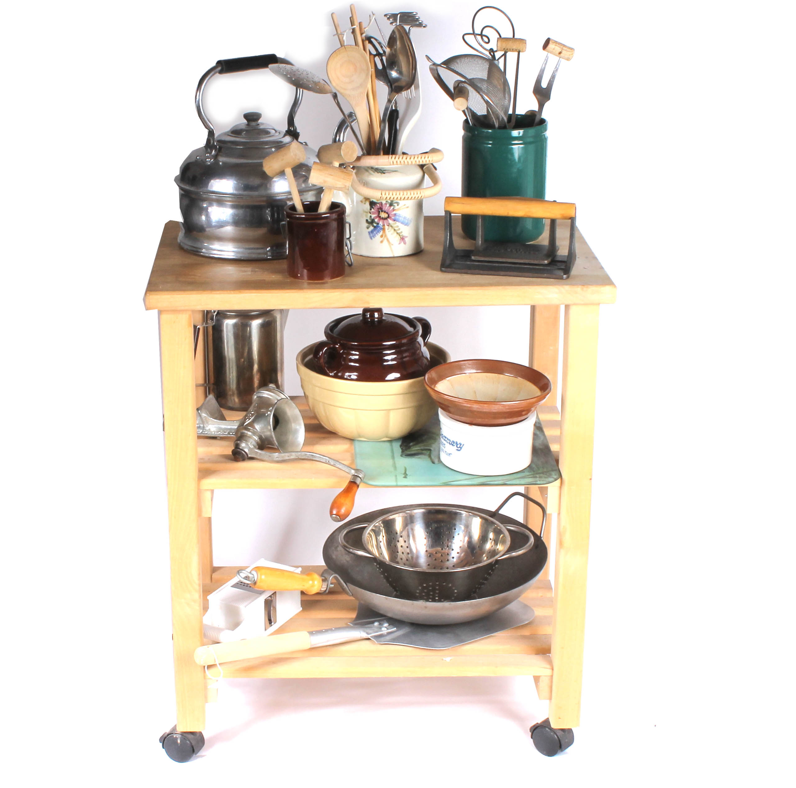 Fully Loaded Wooden Kitchen Cart