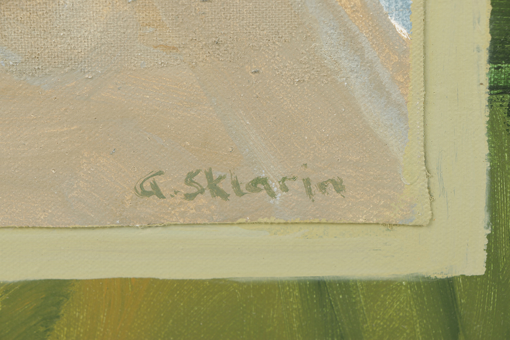 Ann Sklarin Acrylic Painting on Canvas "Off Route 1, Canoe"