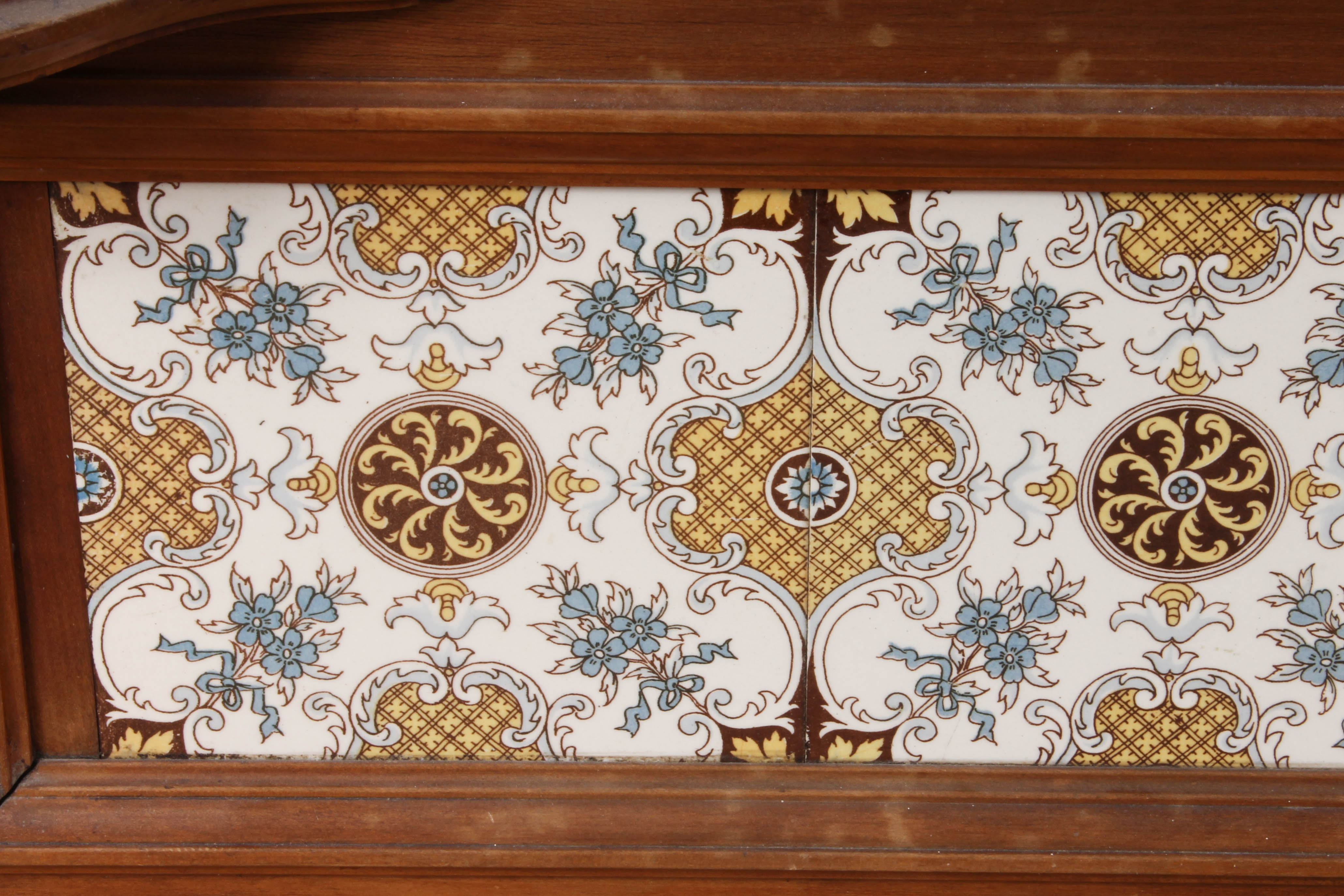 Antique Dresser Mirror with Brass Candle Holders and Villeroy & Boch Tiles