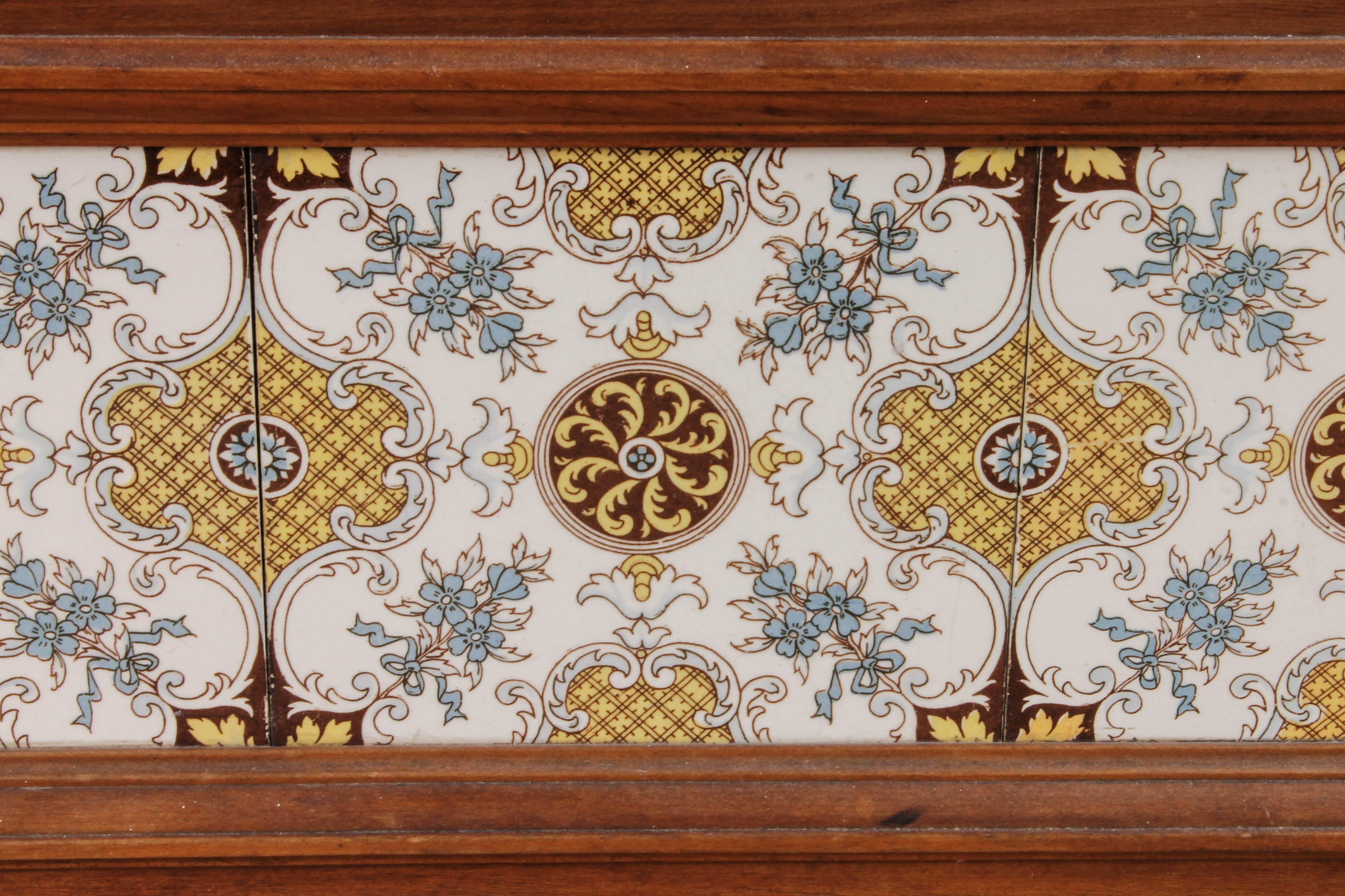 Antique Dresser Mirror with Brass Candle Holders and Villeroy & Boch Tiles