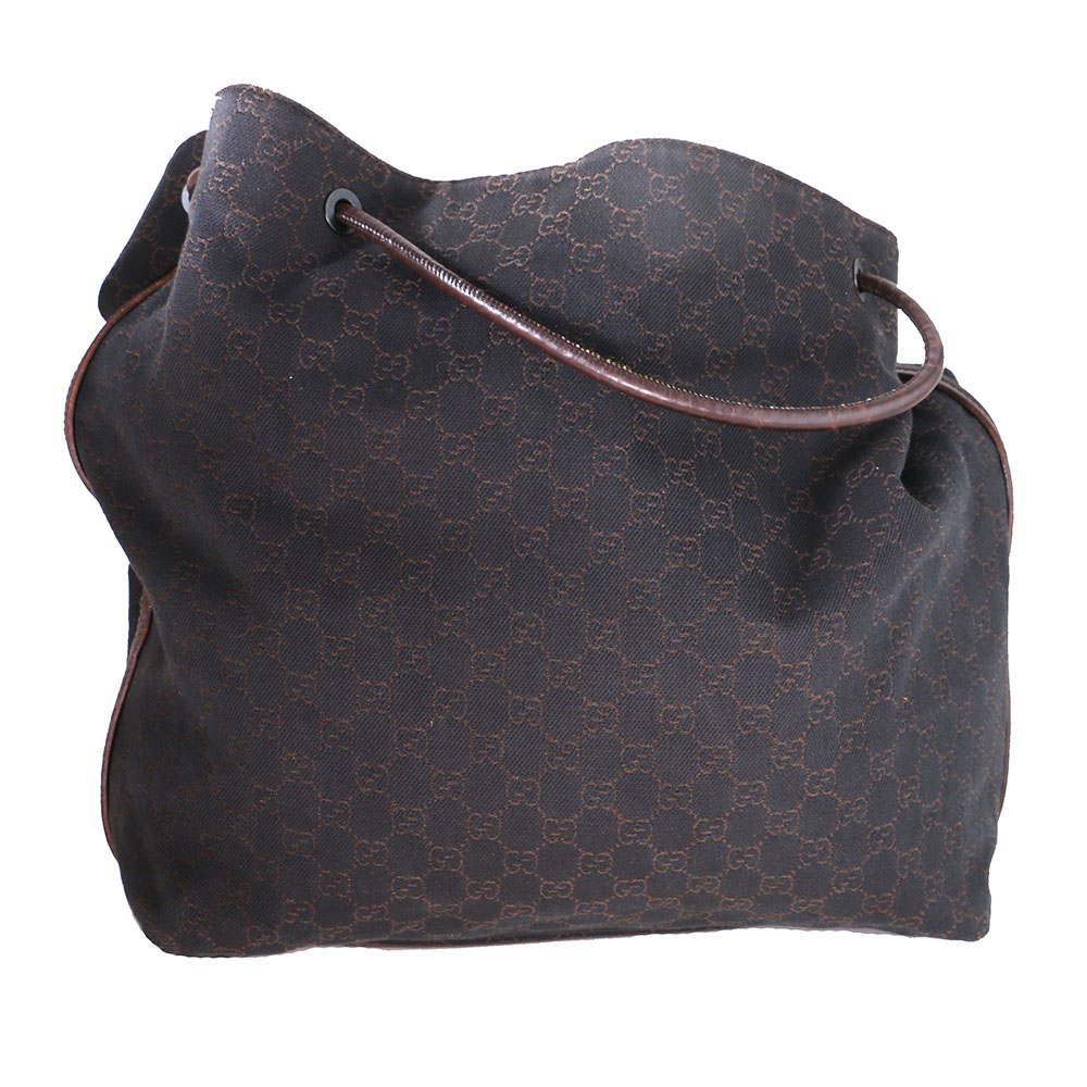 Gucci Monogrammed Canvas Drawstring Hobo Bag