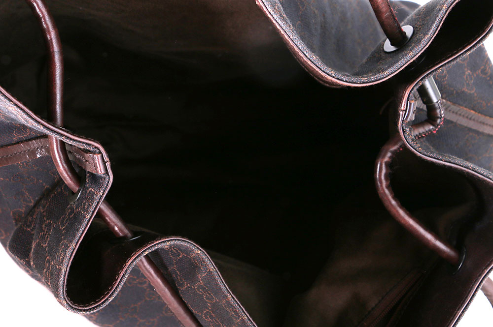 Gucci Monogrammed Canvas Drawstring Hobo Bag