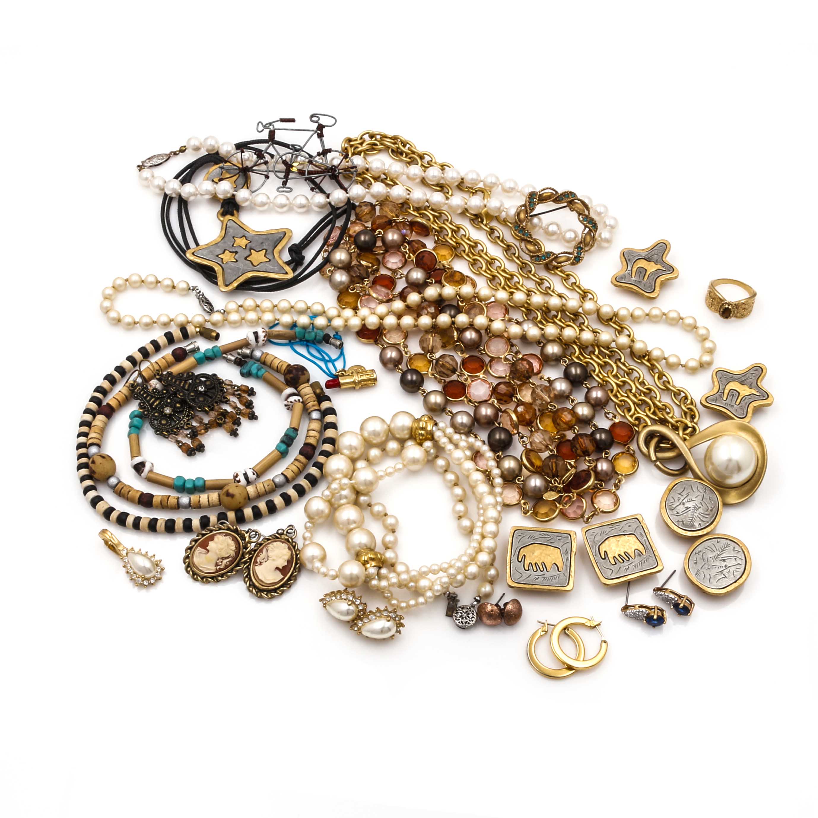 Collection of Gold Tone Costume Jewelry