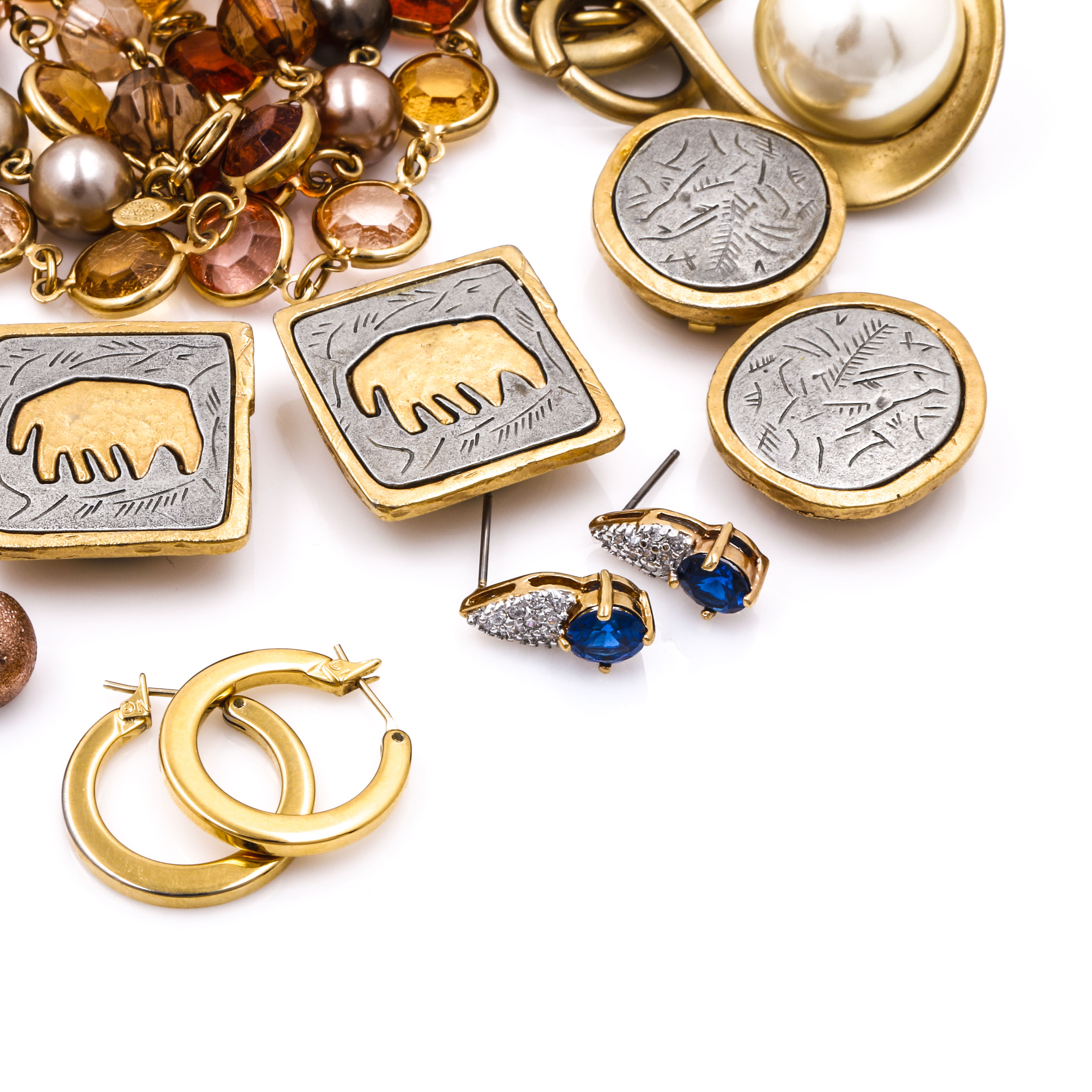 Collection of Gold Tone Costume Jewelry
