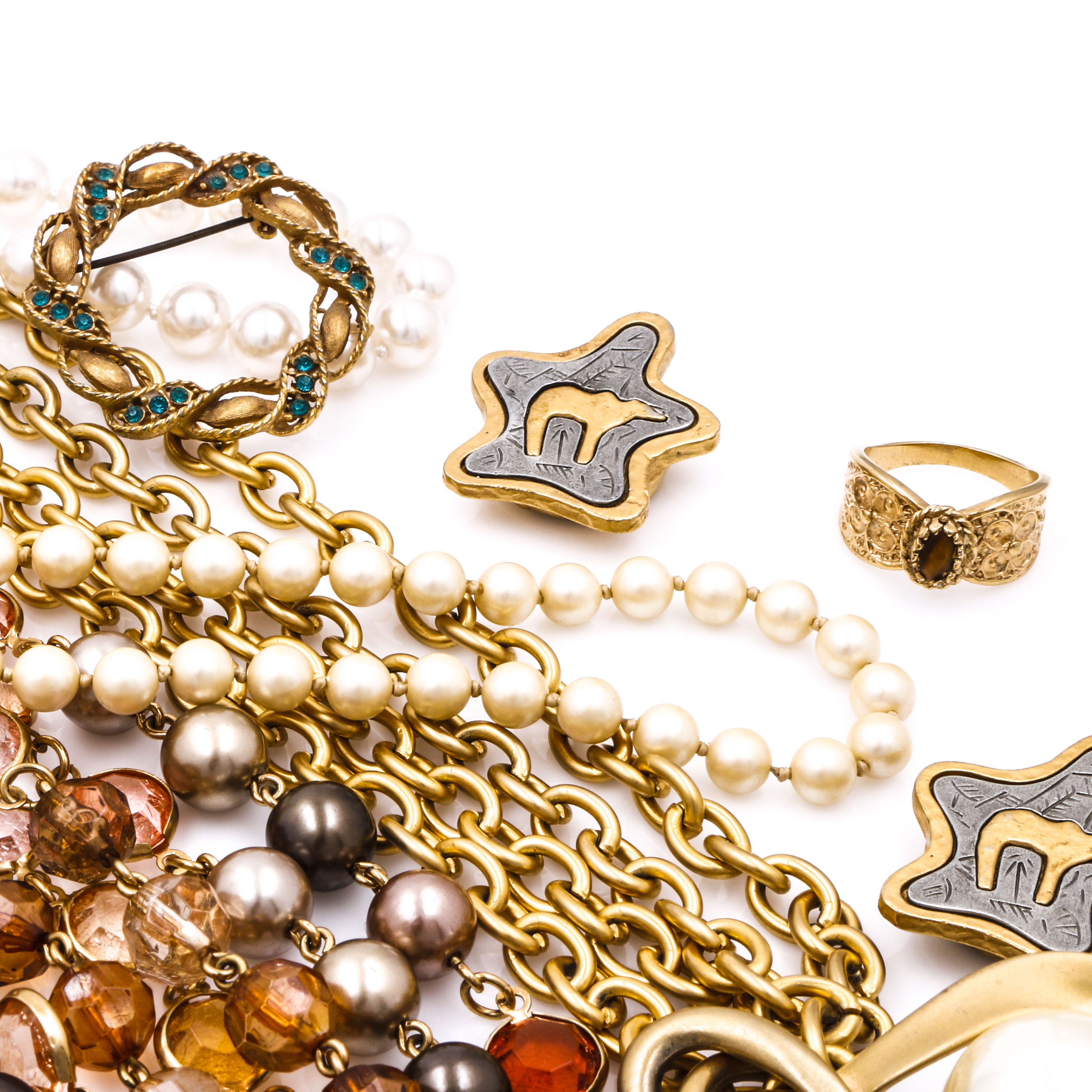 Collection of Gold Tone Costume Jewelry