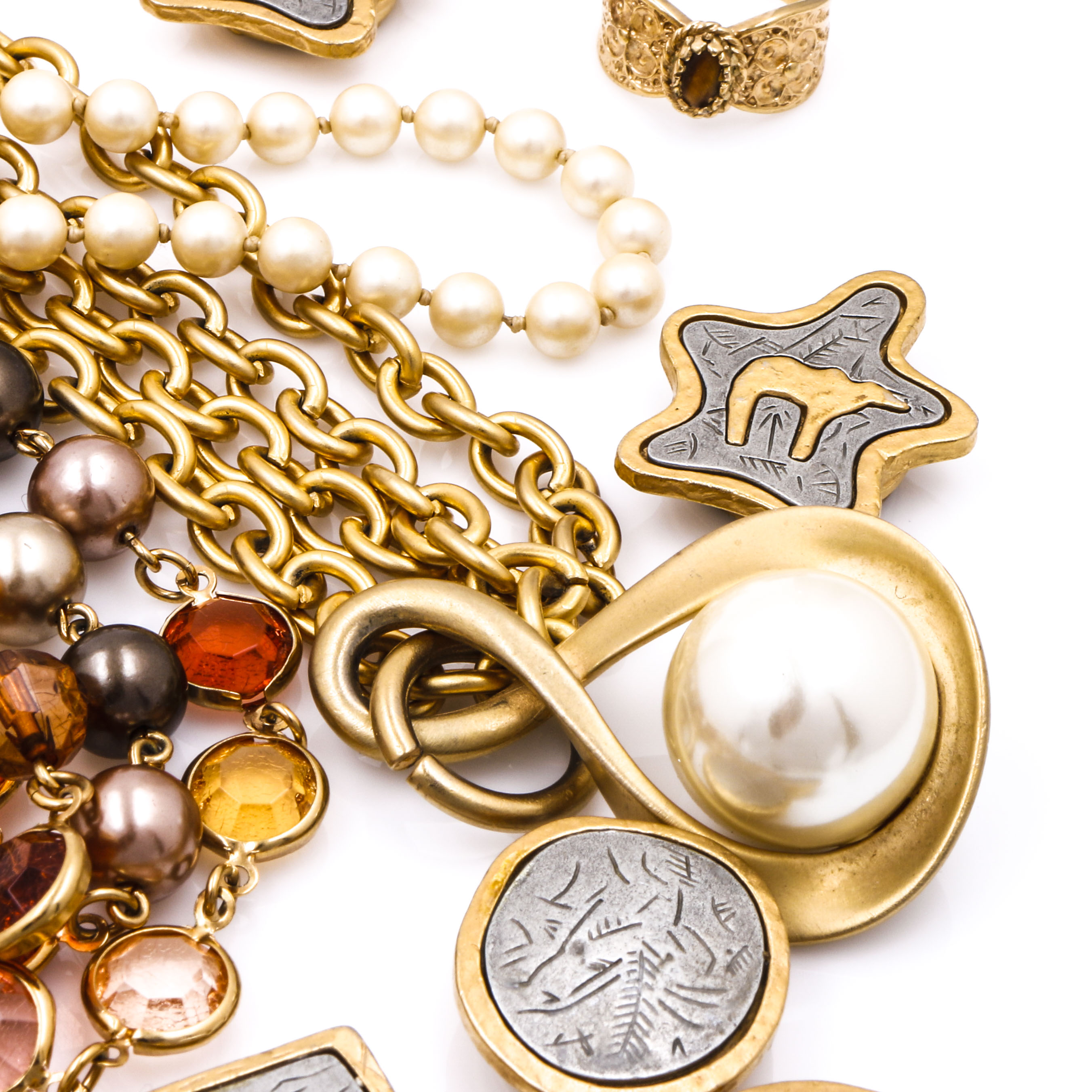 Collection of Gold Tone Costume Jewelry