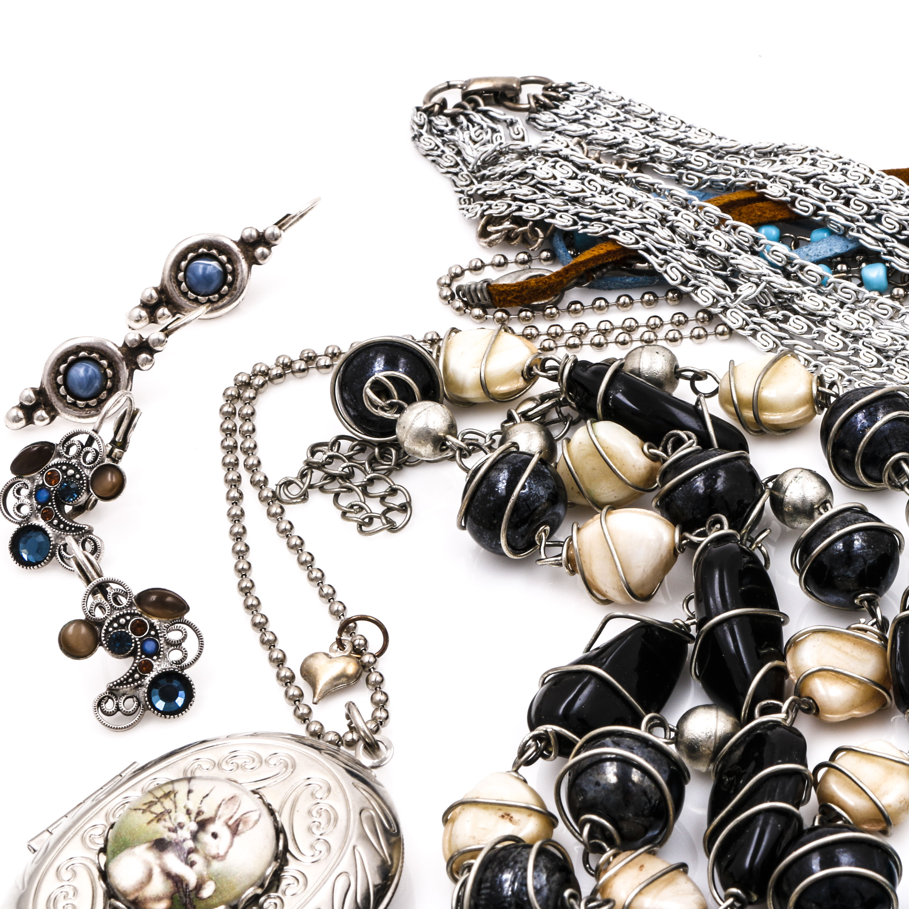 Silver Tone Assortment of Costume Jewelry