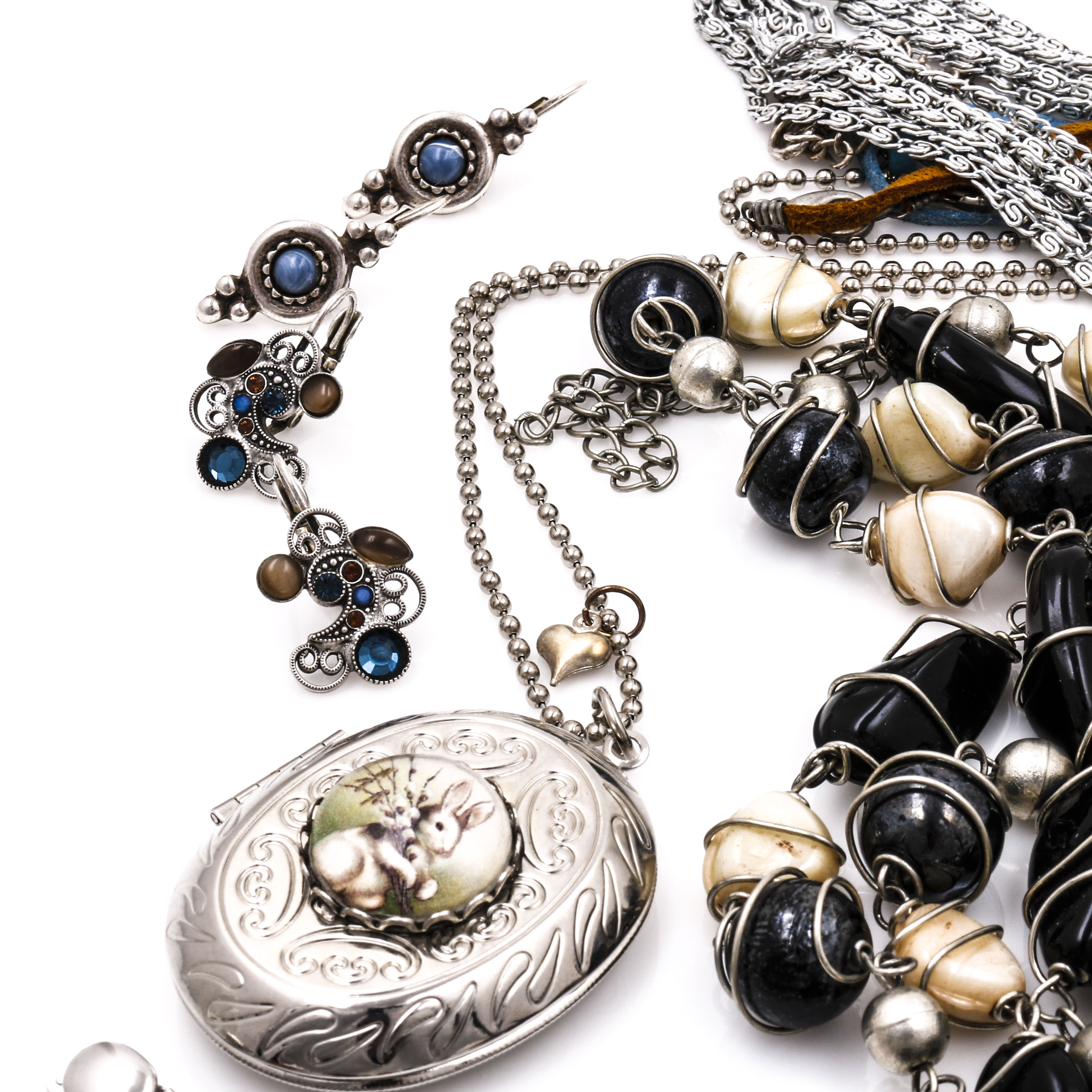 Silver Tone Assortment of Costume Jewelry