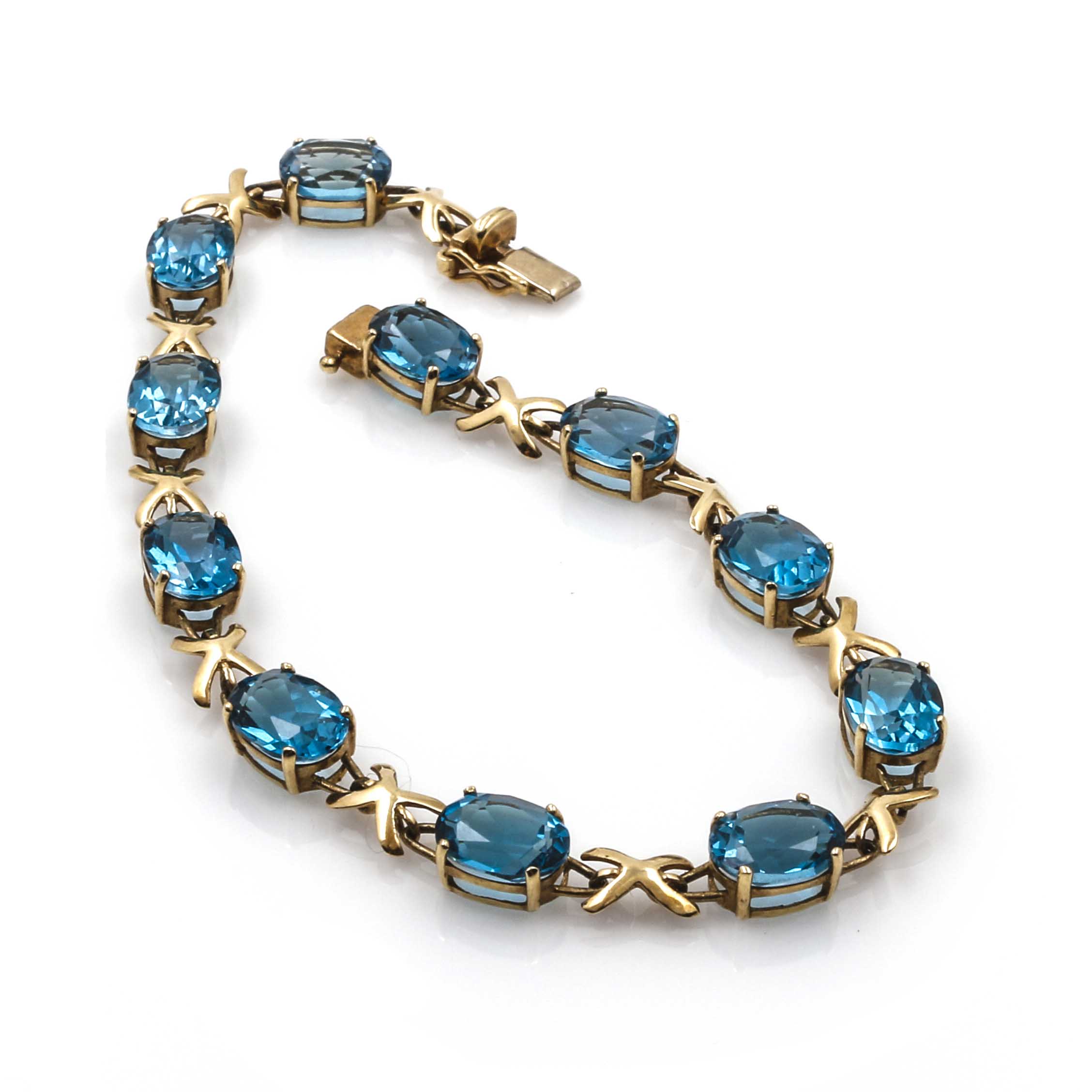 10K Yellow Gold Blue Topaz Bracelet