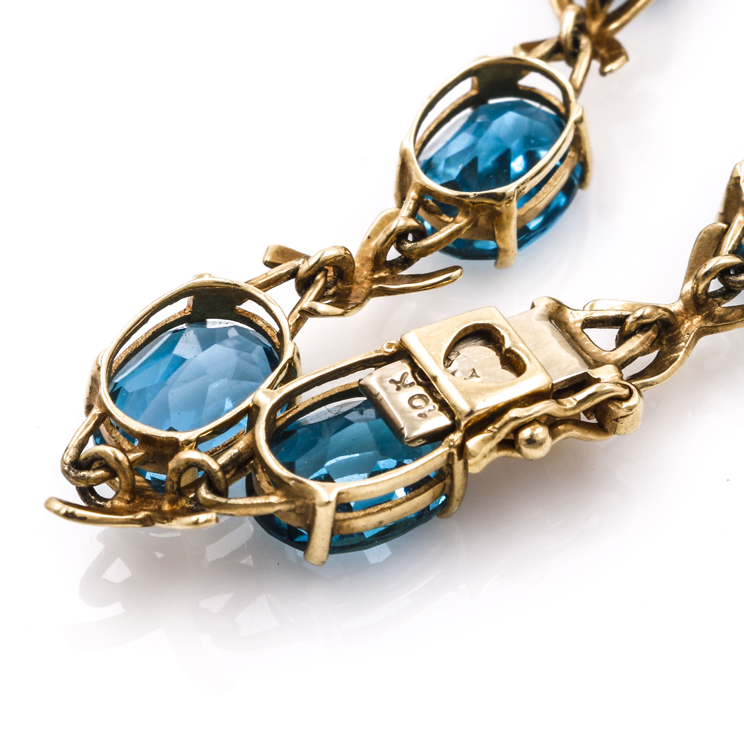 10K Yellow Gold Blue Topaz Bracelet