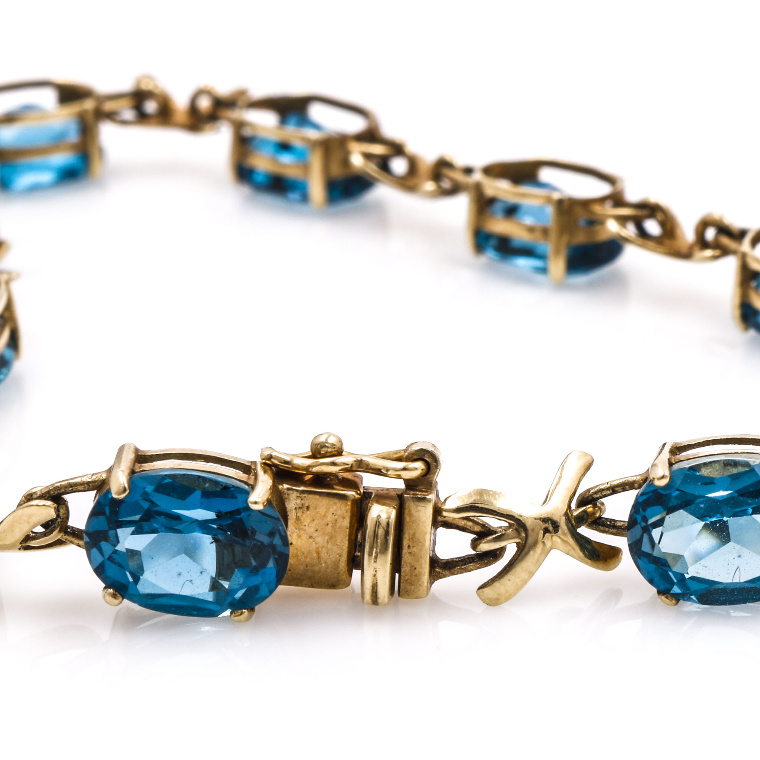 10K Yellow Gold Blue Topaz Bracelet