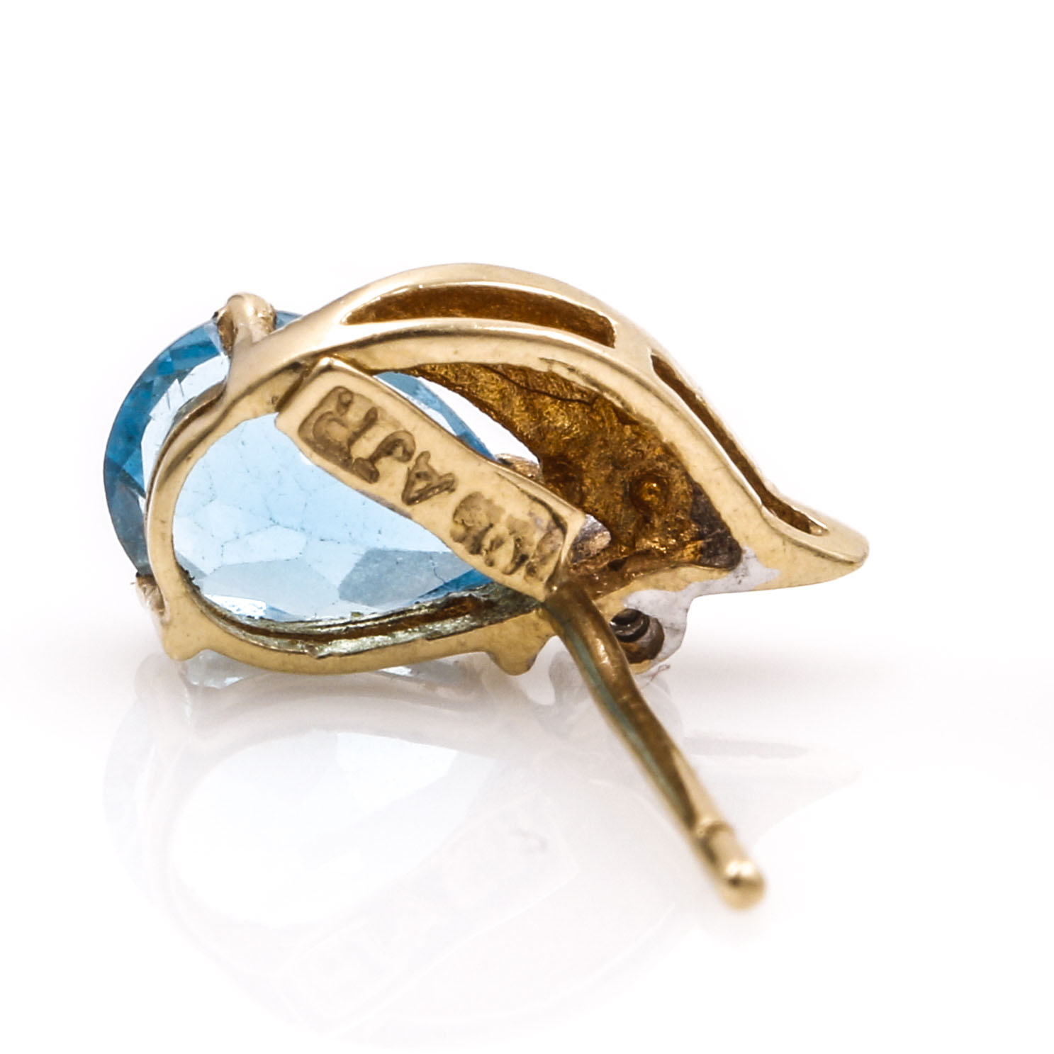 10K Yellow Gold Blue Topaz and Diamond Earrings