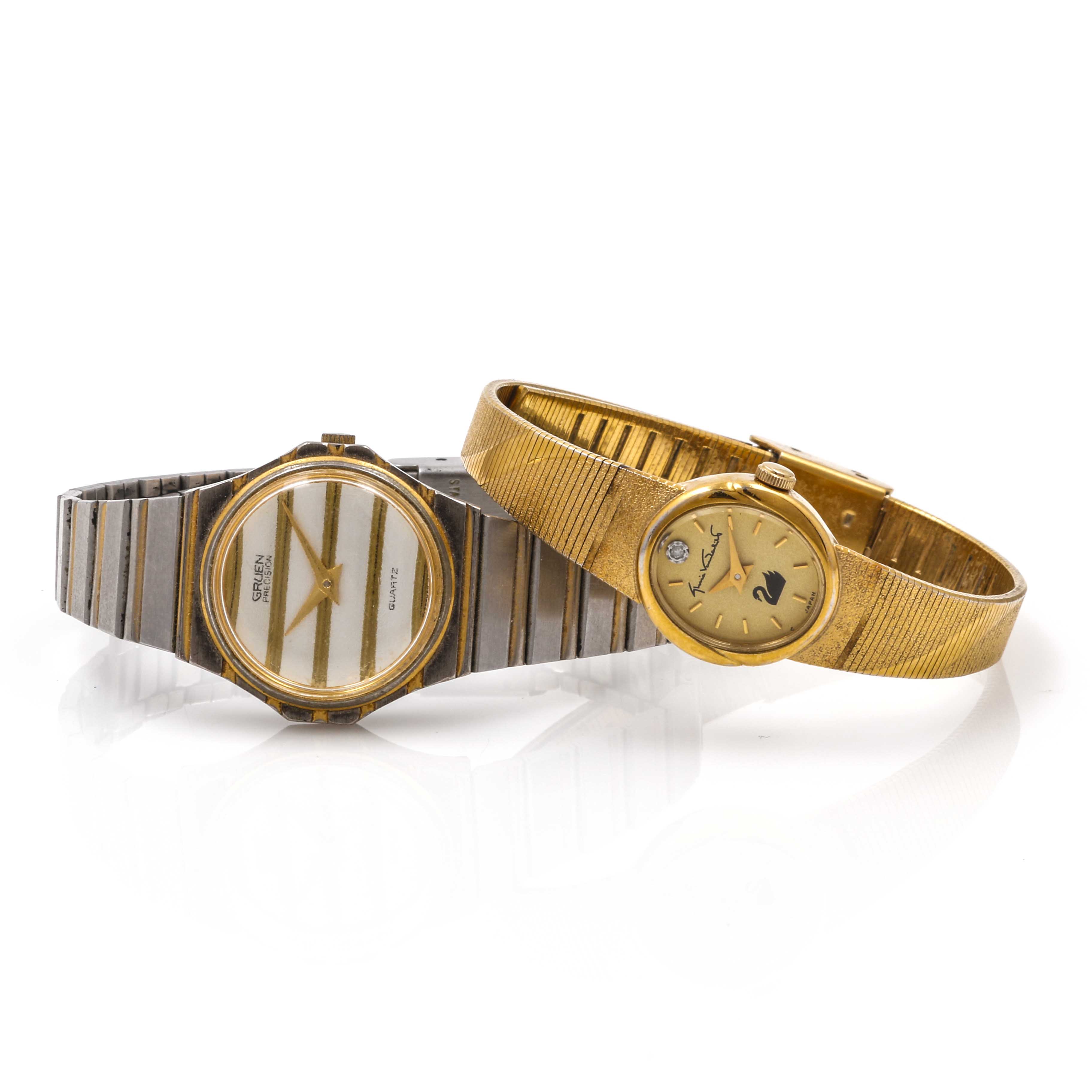 Silver and Gold Tone Gruen and Gloria Vanderbilt Watch