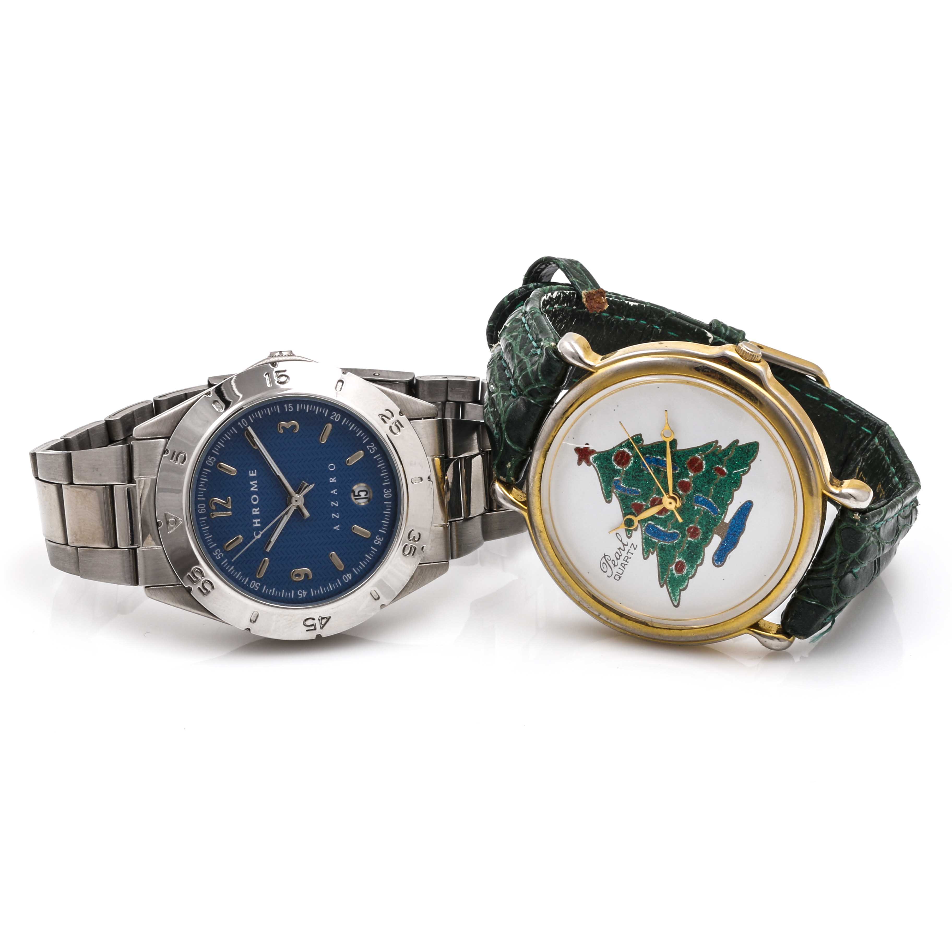Chrome Azzaro and Pearl Quartz Watches