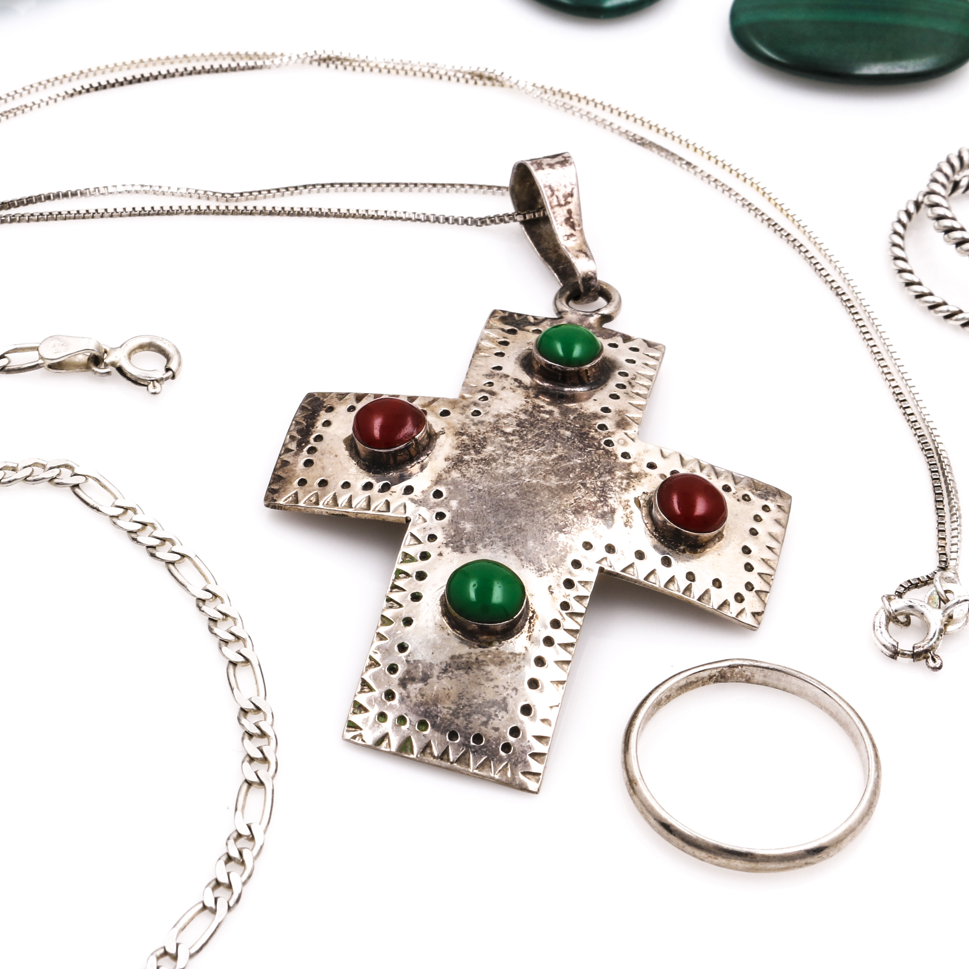 Sterling Silver Turquoise, Agate, and Malachite Jewelry