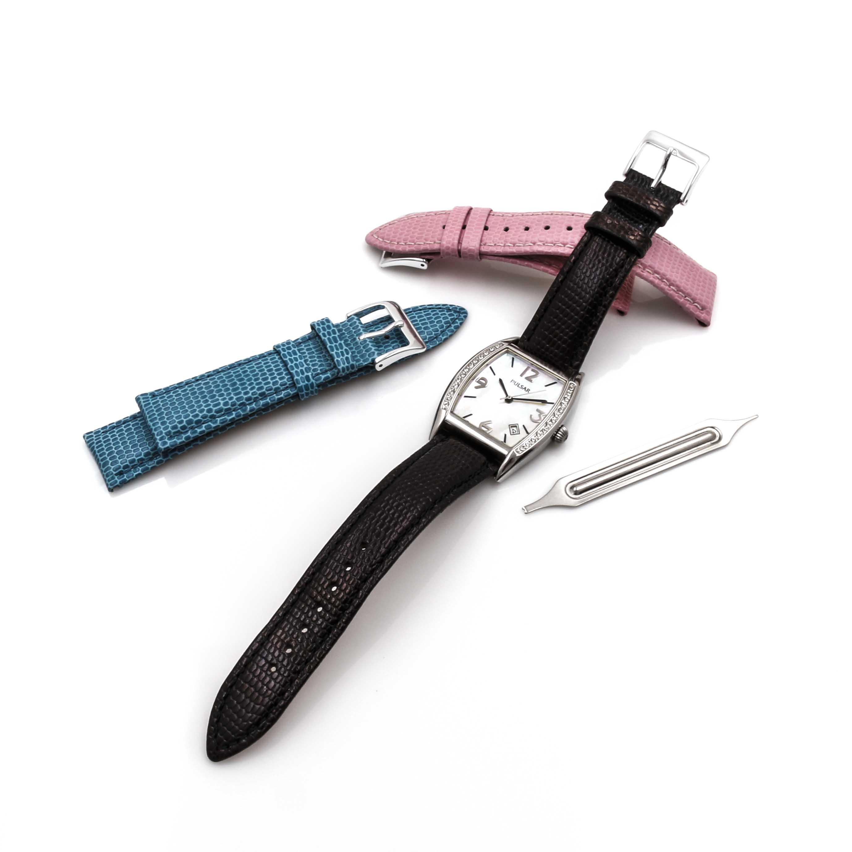 Stainless Steel Pulsar Watch with Interchangeable Bands