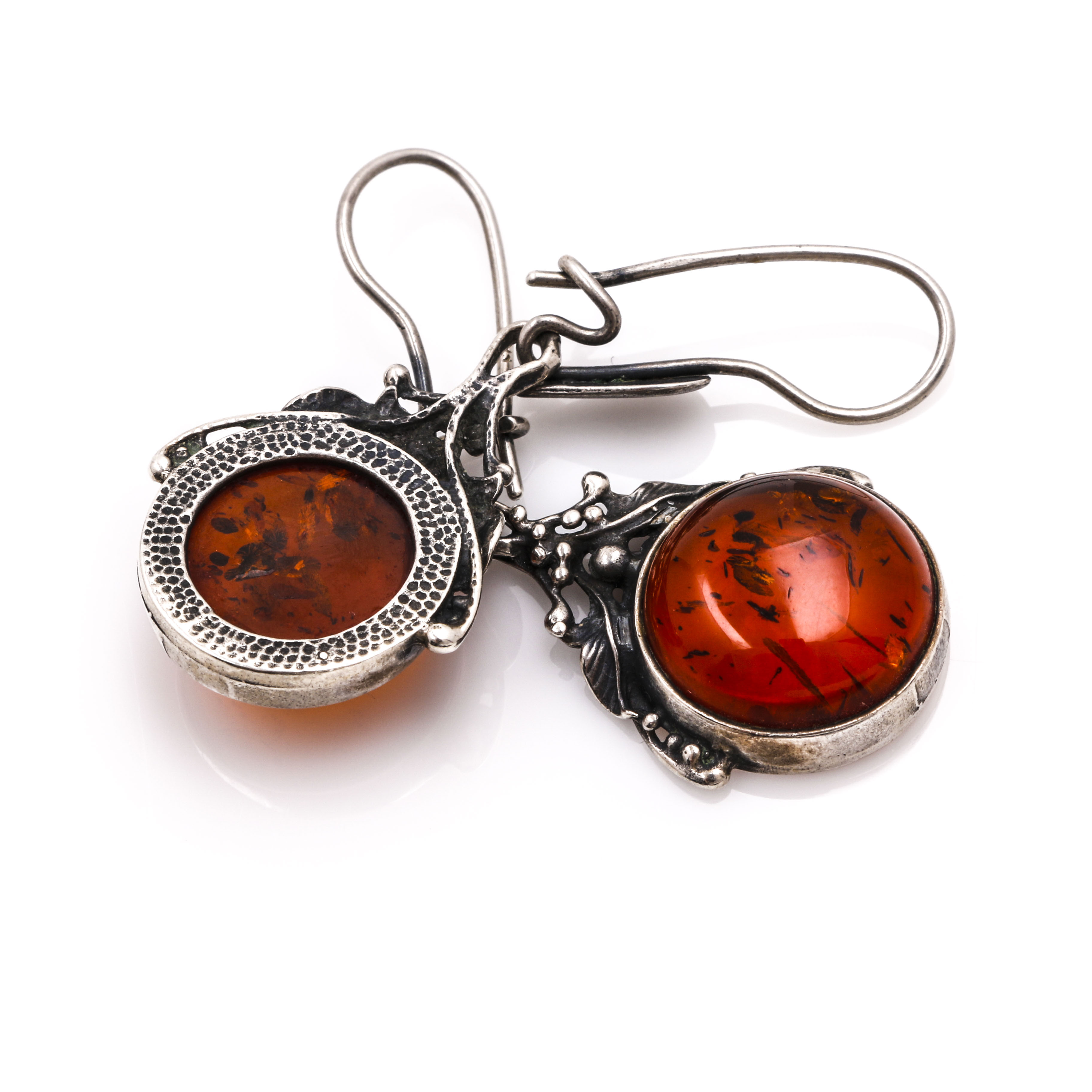 Sterling Silver Amber Necklace and Earrings