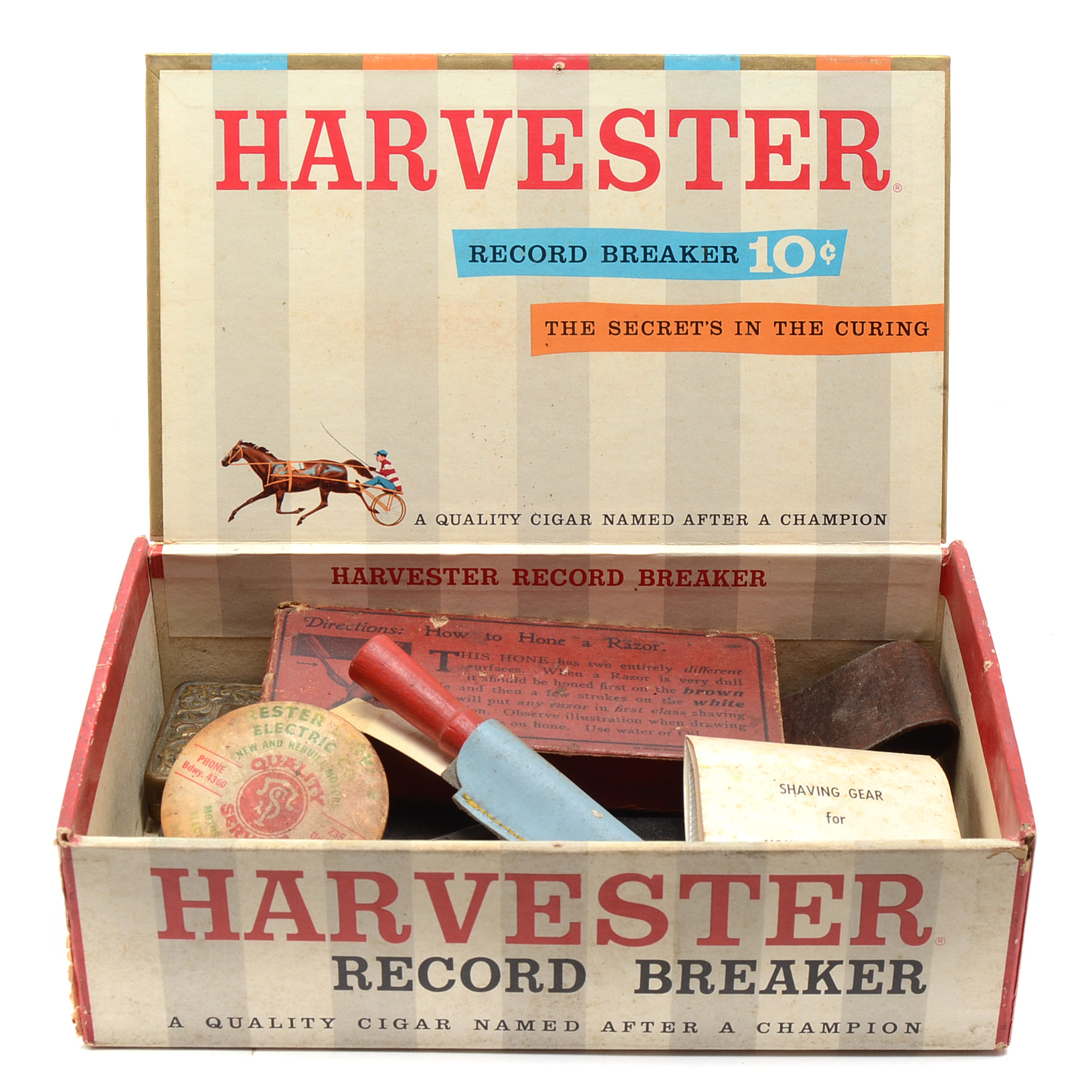 Four Vintage Cigar Boxes with Varied Items