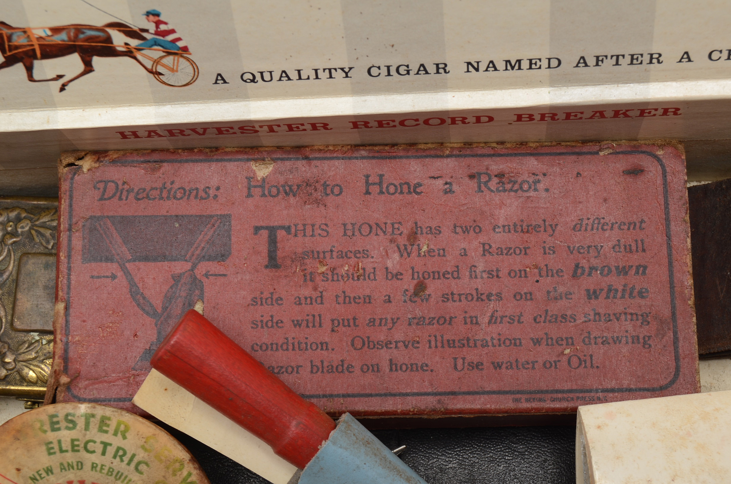 Four Vintage Cigar Boxes with Varied Items