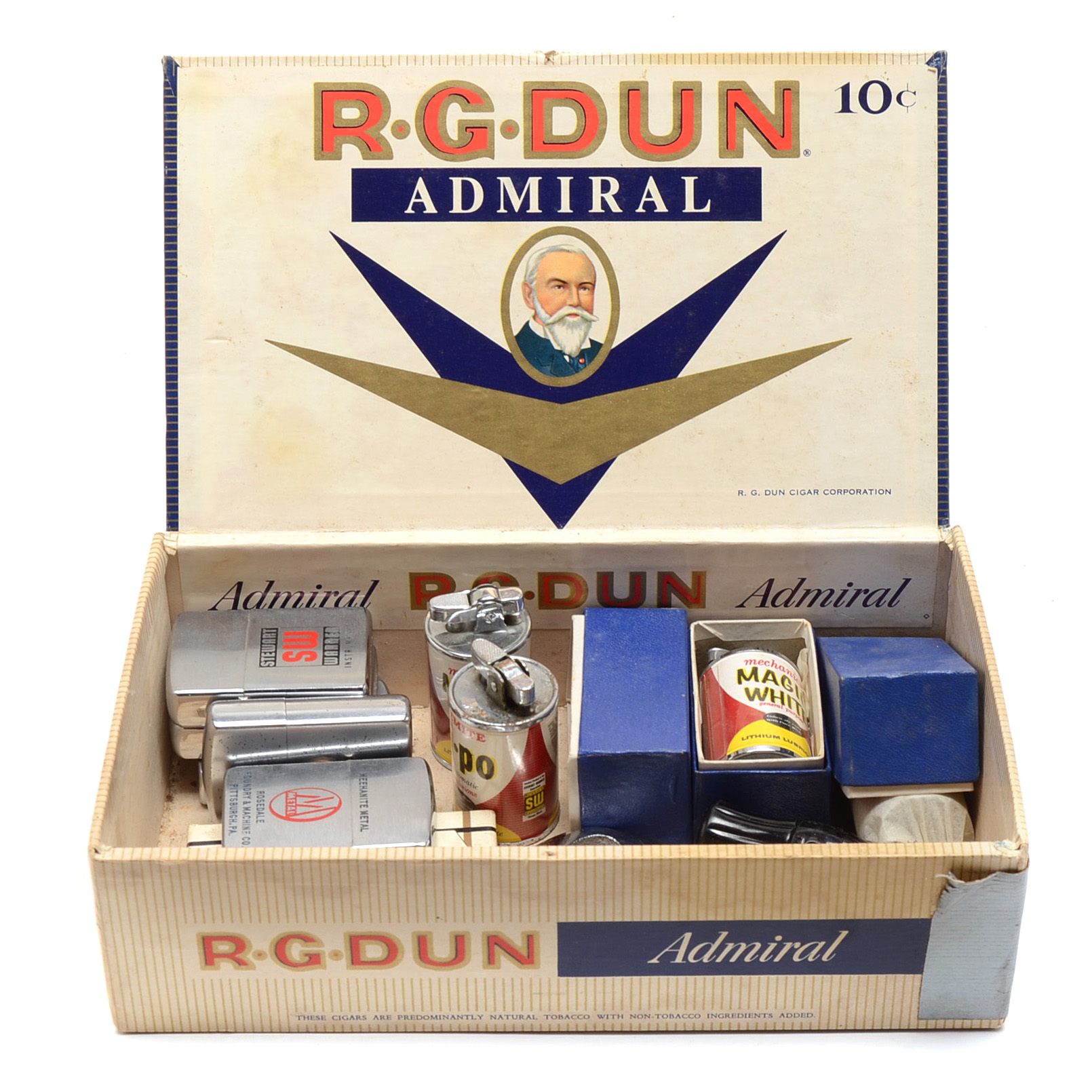 Four Vintage Cigar Boxes with Varied Items