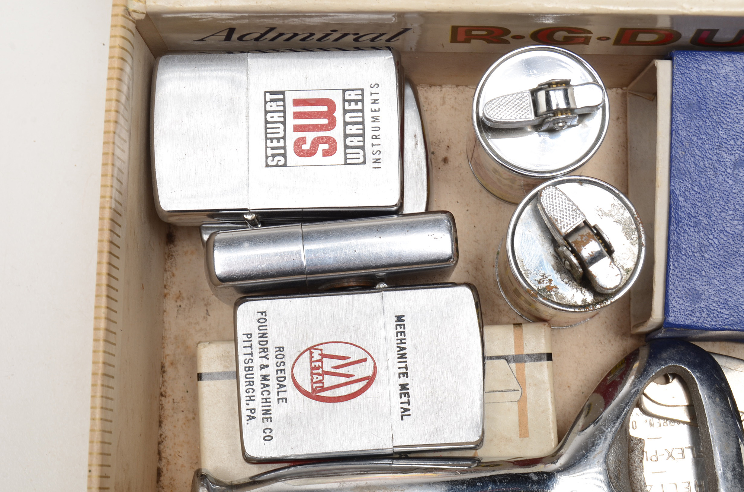 Four Vintage Cigar Boxes with Varied Items