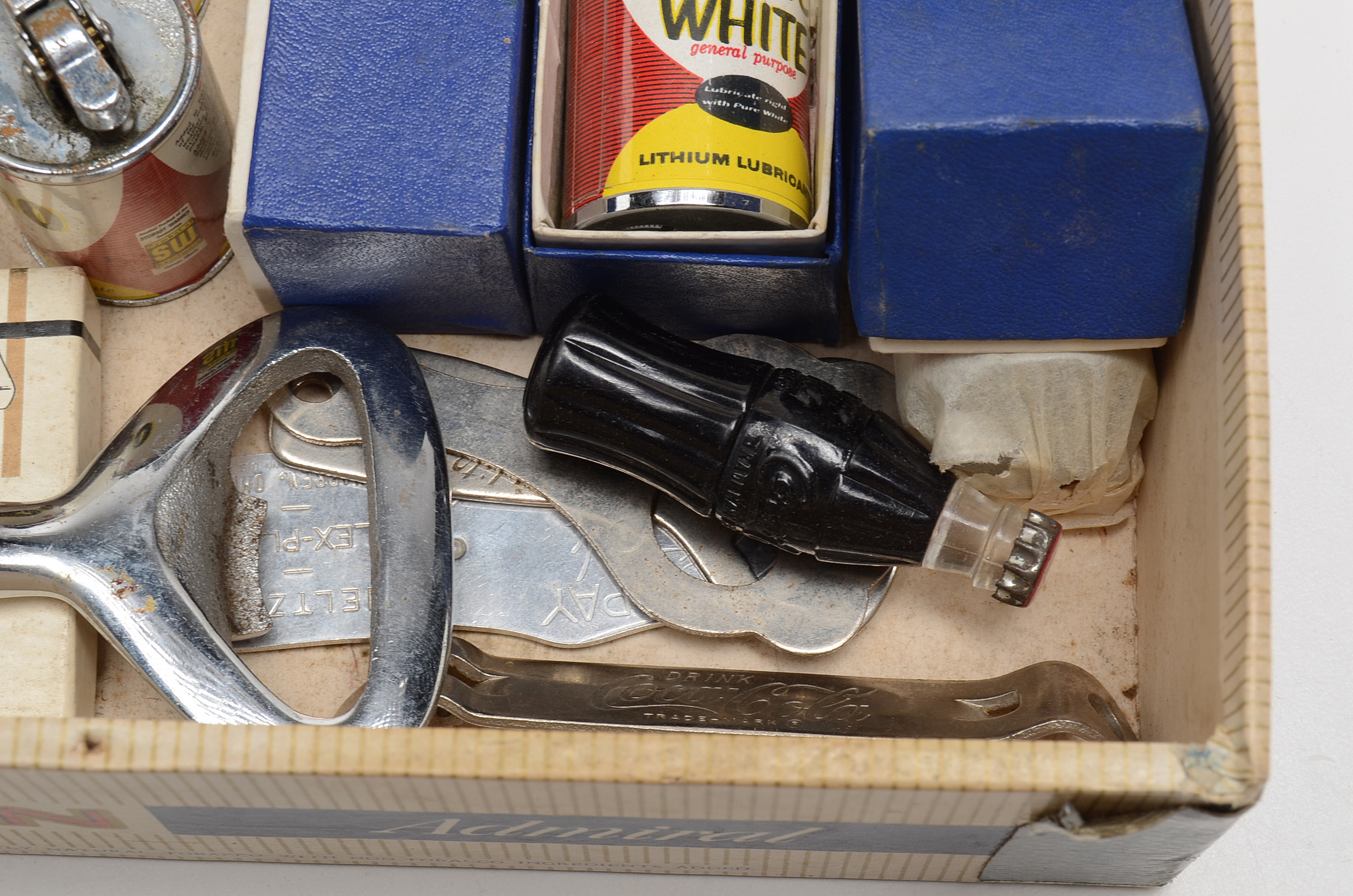 Four Vintage Cigar Boxes with Varied Items