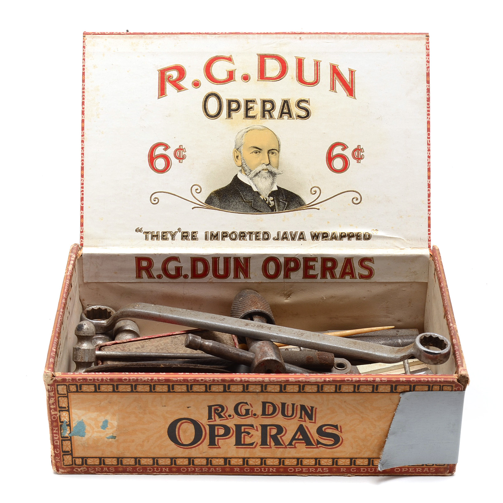 Four Vintage Cigar Boxes with Varied Items