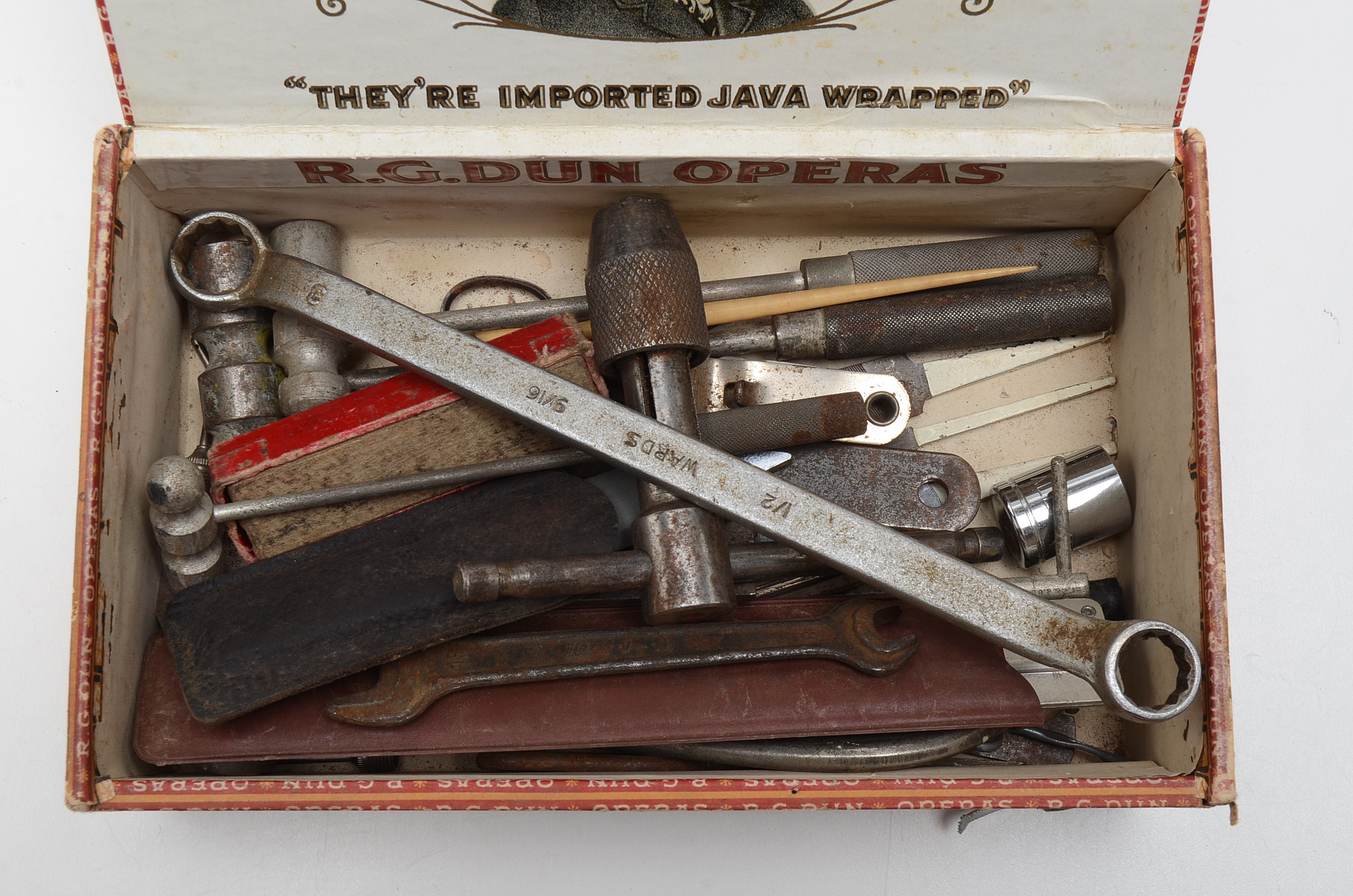 Four Vintage Cigar Boxes with Varied Items