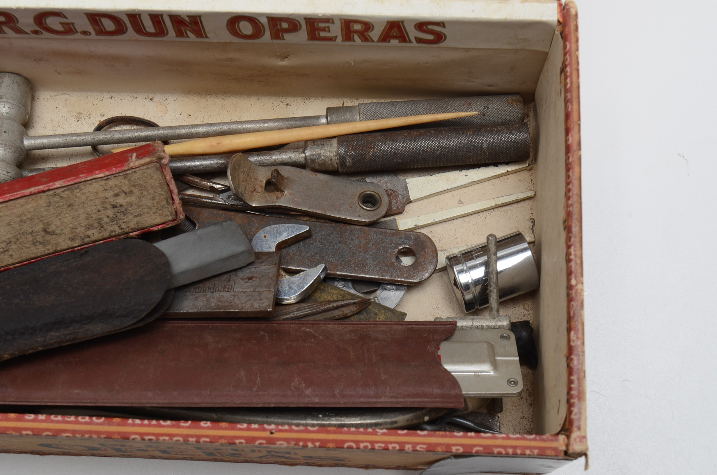 Four Vintage Cigar Boxes with Varied Items