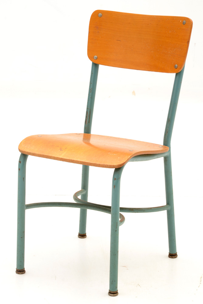 Set of Four Laminated Birch School Chairs
