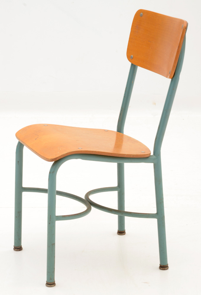 Set of Four Laminated Birch School Chairs