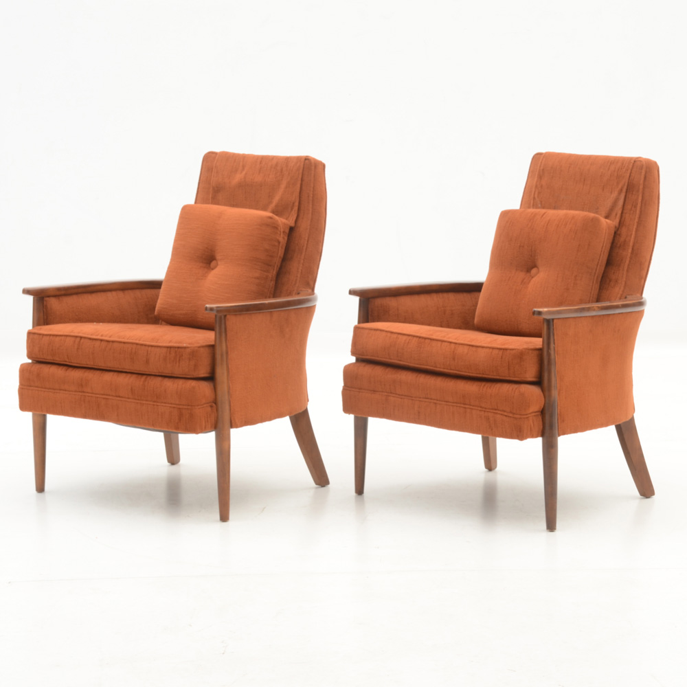 Pair of Vintage Burnt Orange Armchairs