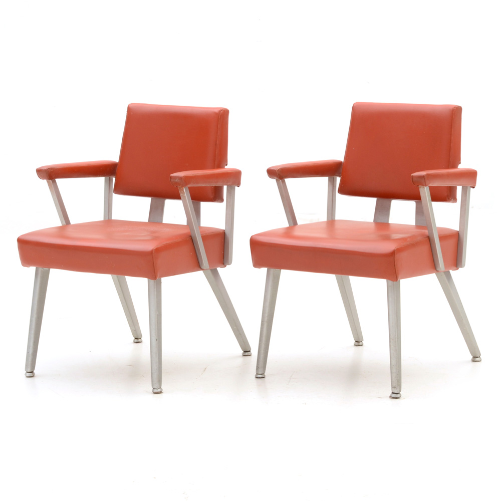 Pair of Brushed Aluminum GoodForm Arm Chairs