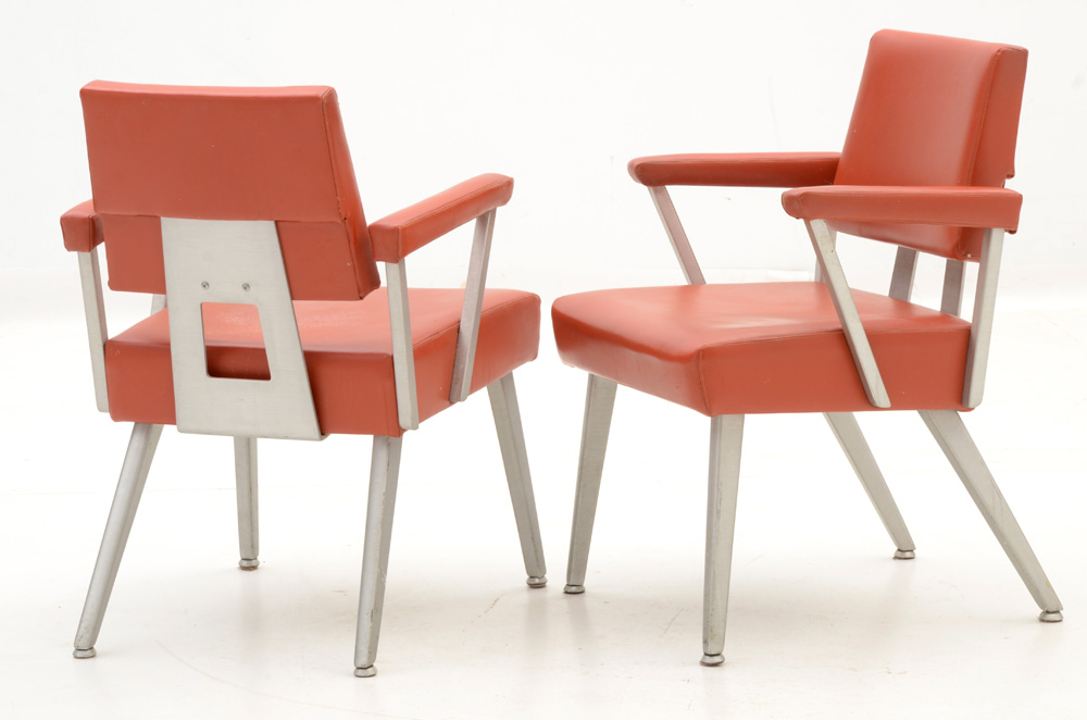 Pair of Brushed Aluminum GoodForm Arm Chairs