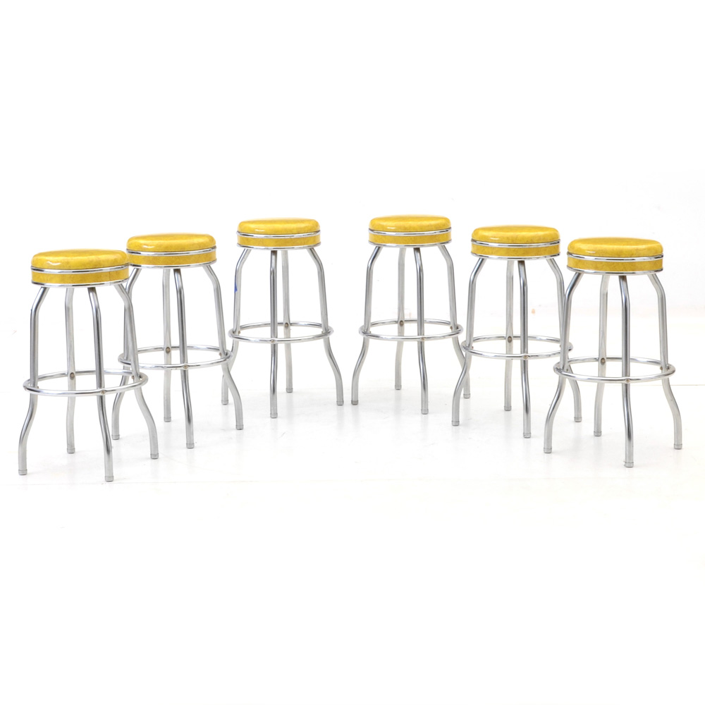 Set of Six Mid-Century Modern Counter Stools by Cosco
