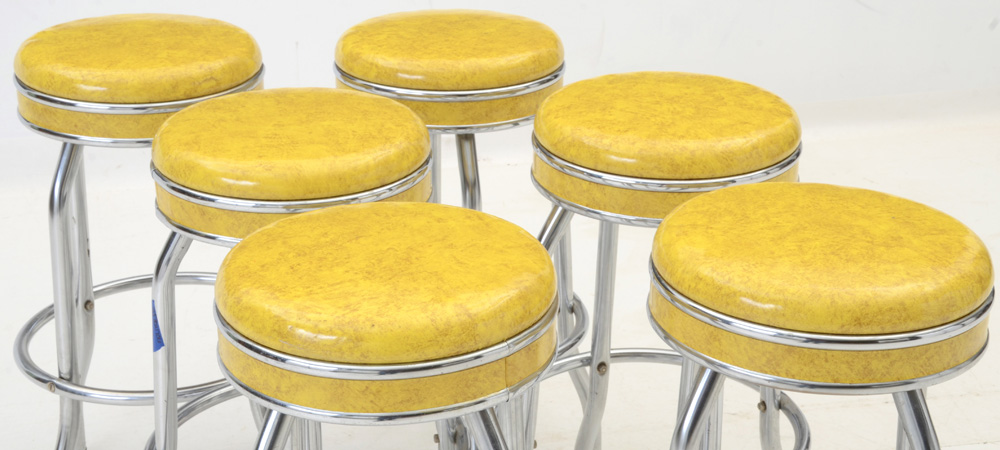 Set of Six Mid-Century Modern Counter Stools by Cosco