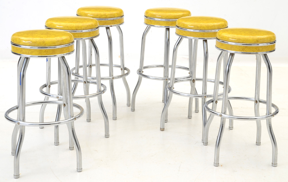 Set of Six Mid-Century Modern Counter Stools by Cosco