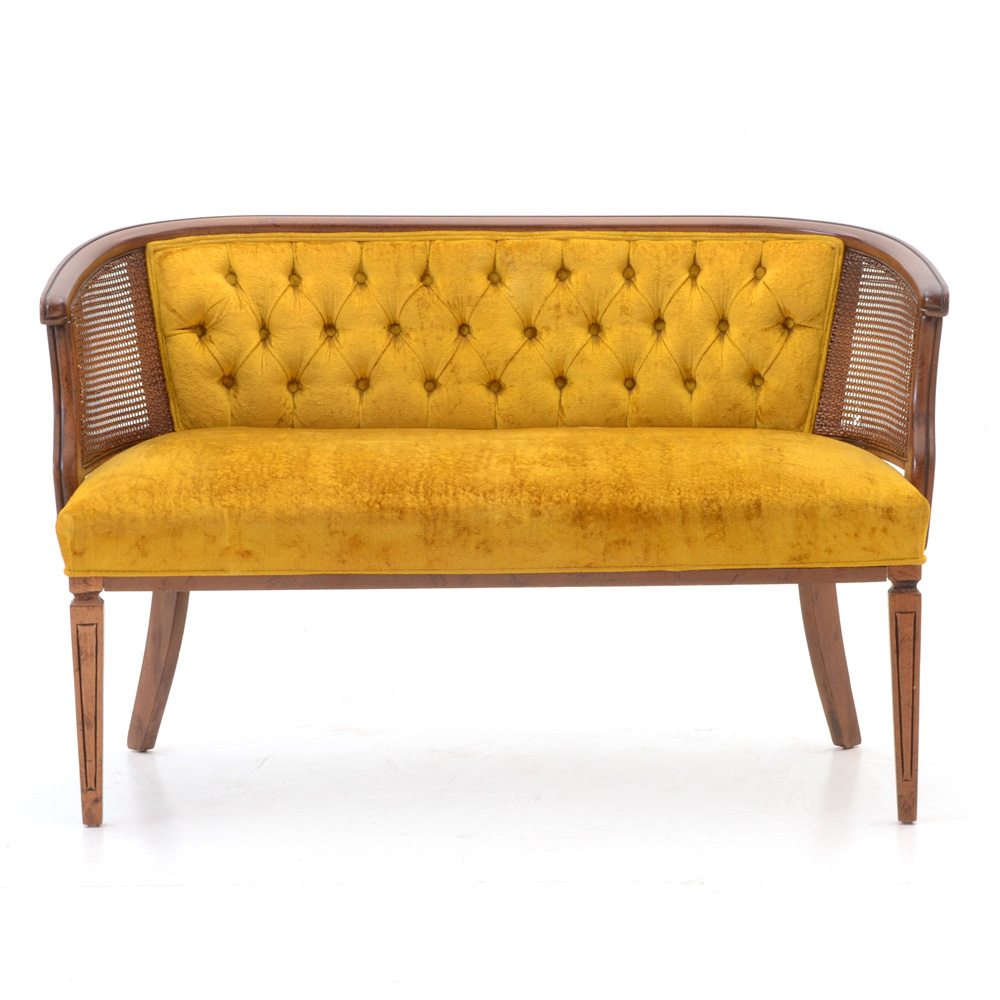 Vintage Goldenrod Velvet Loveseat