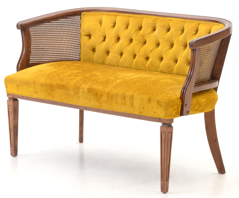Vintage Goldenrod Velvet Loveseat