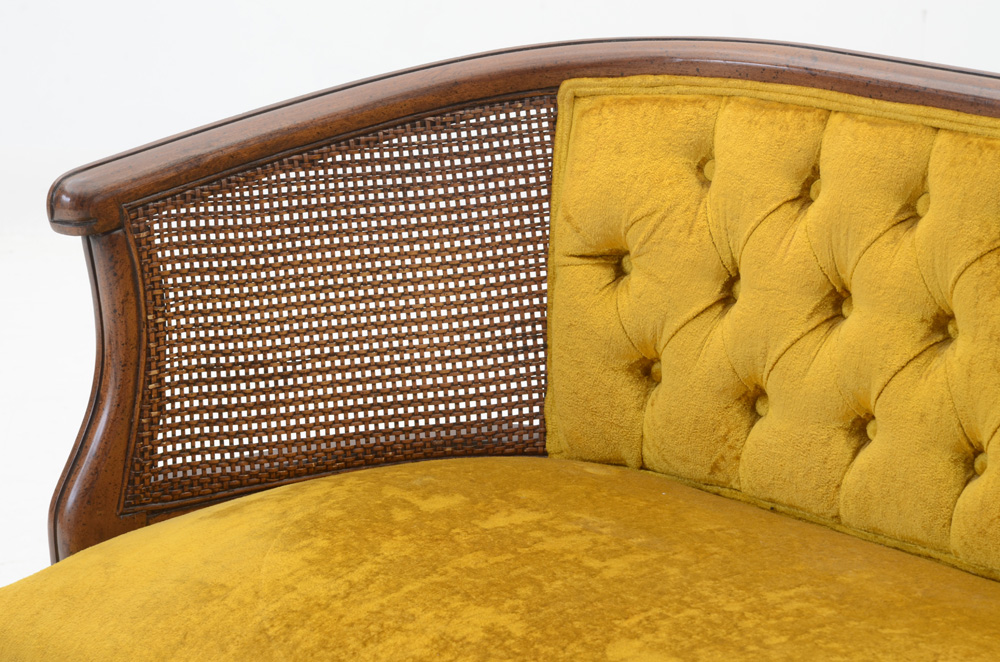 Vintage Goldenrod Velvet Loveseat