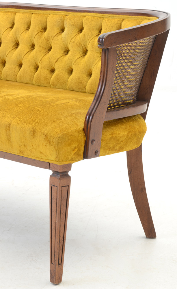 Vintage Goldenrod Velvet Loveseat