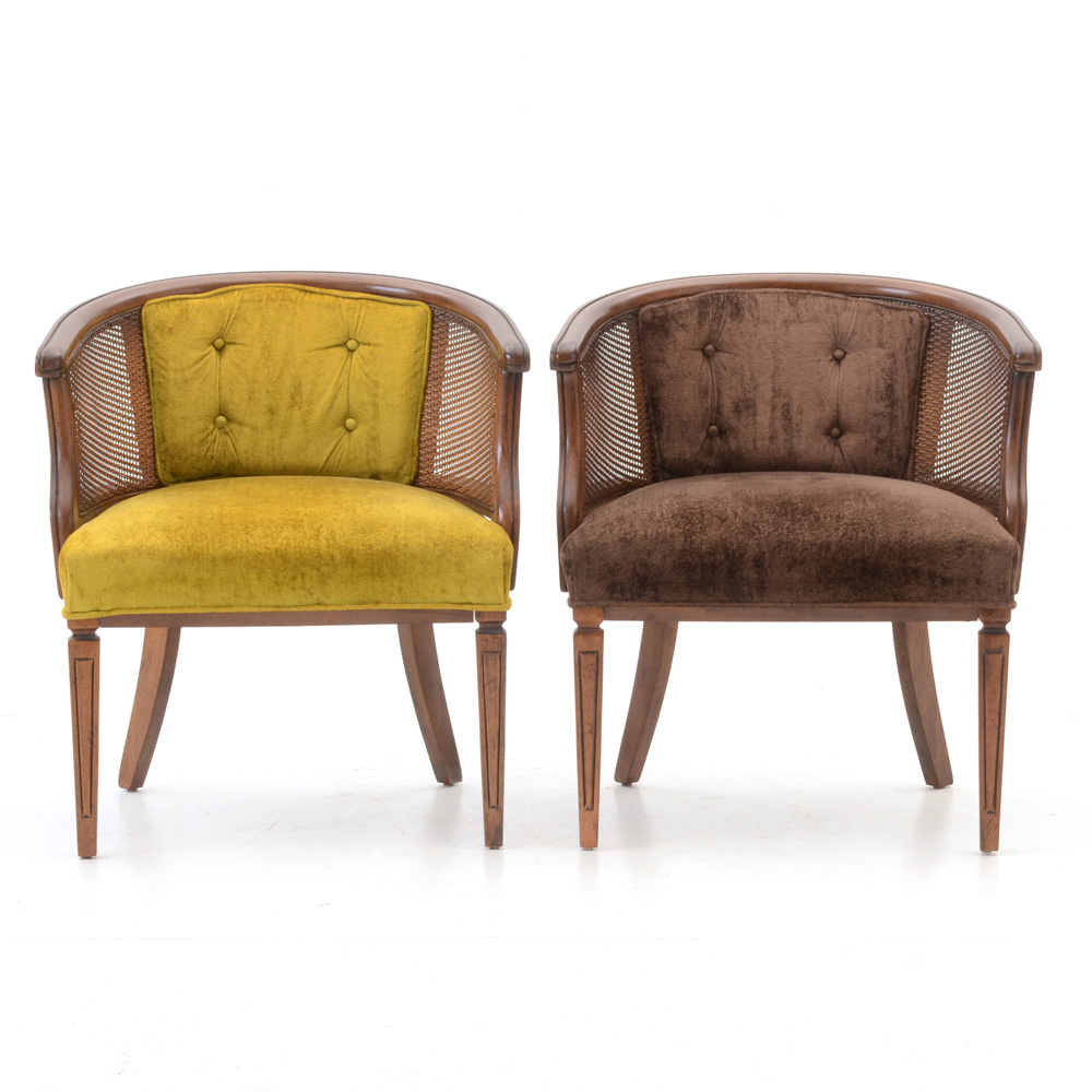 Pair of Velvet Upholstered Armchairs