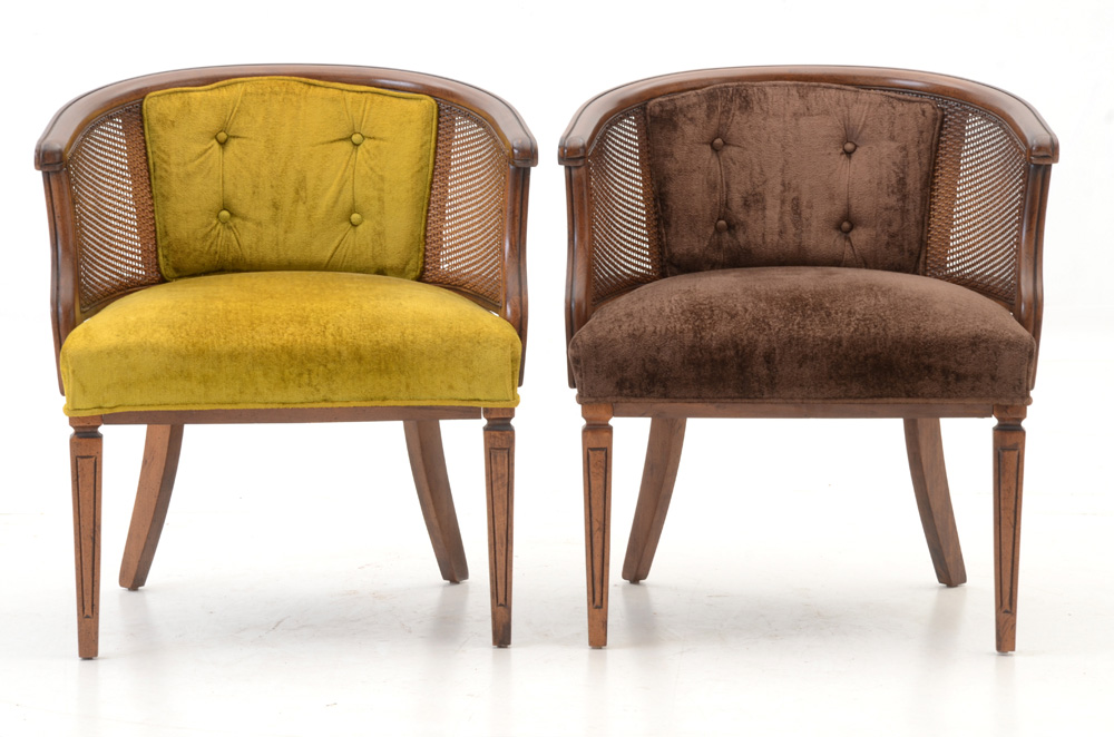 Pair of Velvet Upholstered Armchairs