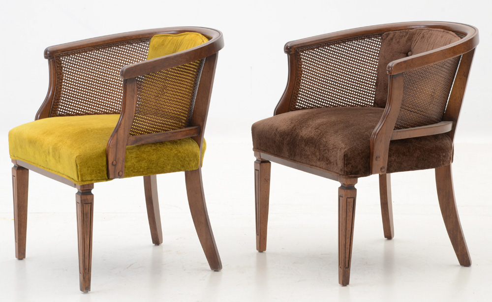 Pair of Velvet Upholstered Armchairs