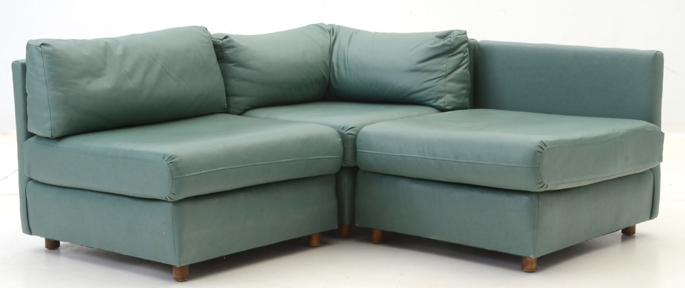 Sectional Sofa in Teal Vinyl by Drexel